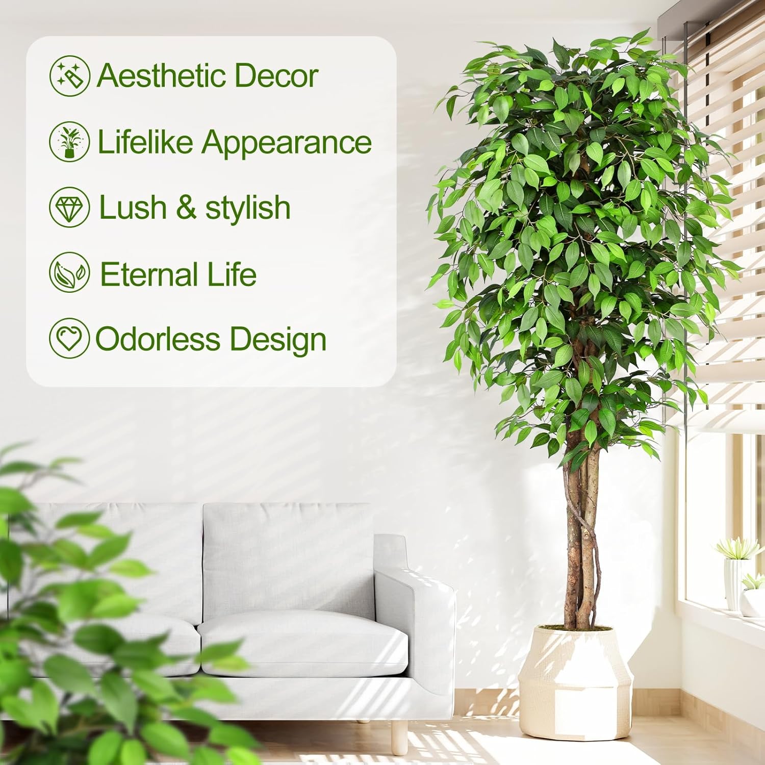 Lifelike Artificial Ficus Tree - đánh giá và giá Fiddle Leaf Fig