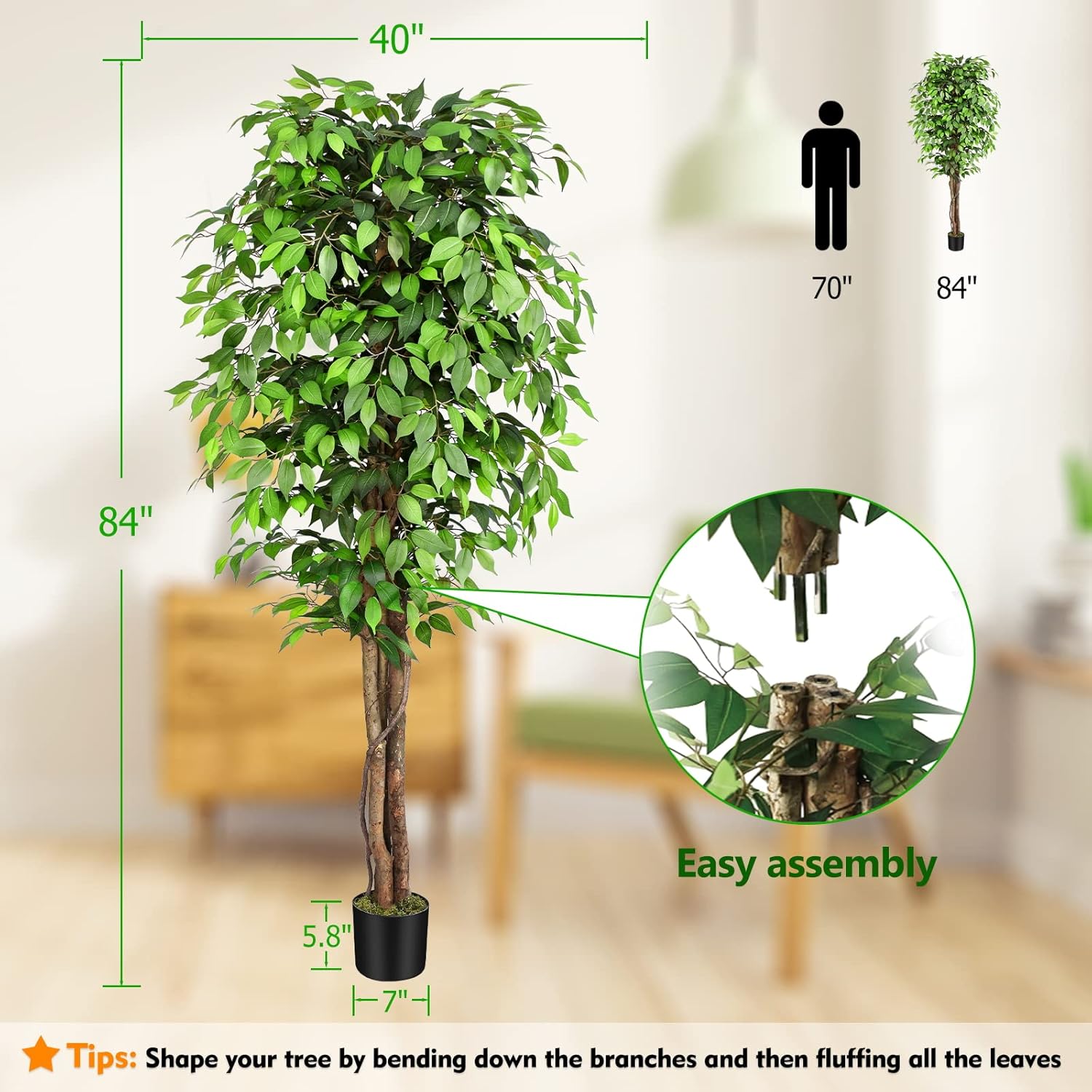 Lifelike Artificial Ficus Tree - đánh giá và giá Fiddle Leaf Fig